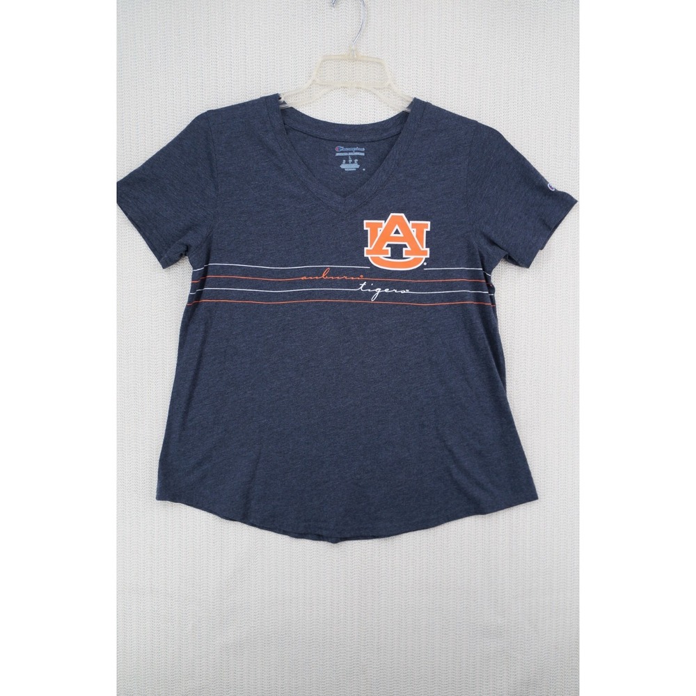 Champion Auburn Tigers Shirt Womens Large Gray SEC Football AU Logo V-Neck